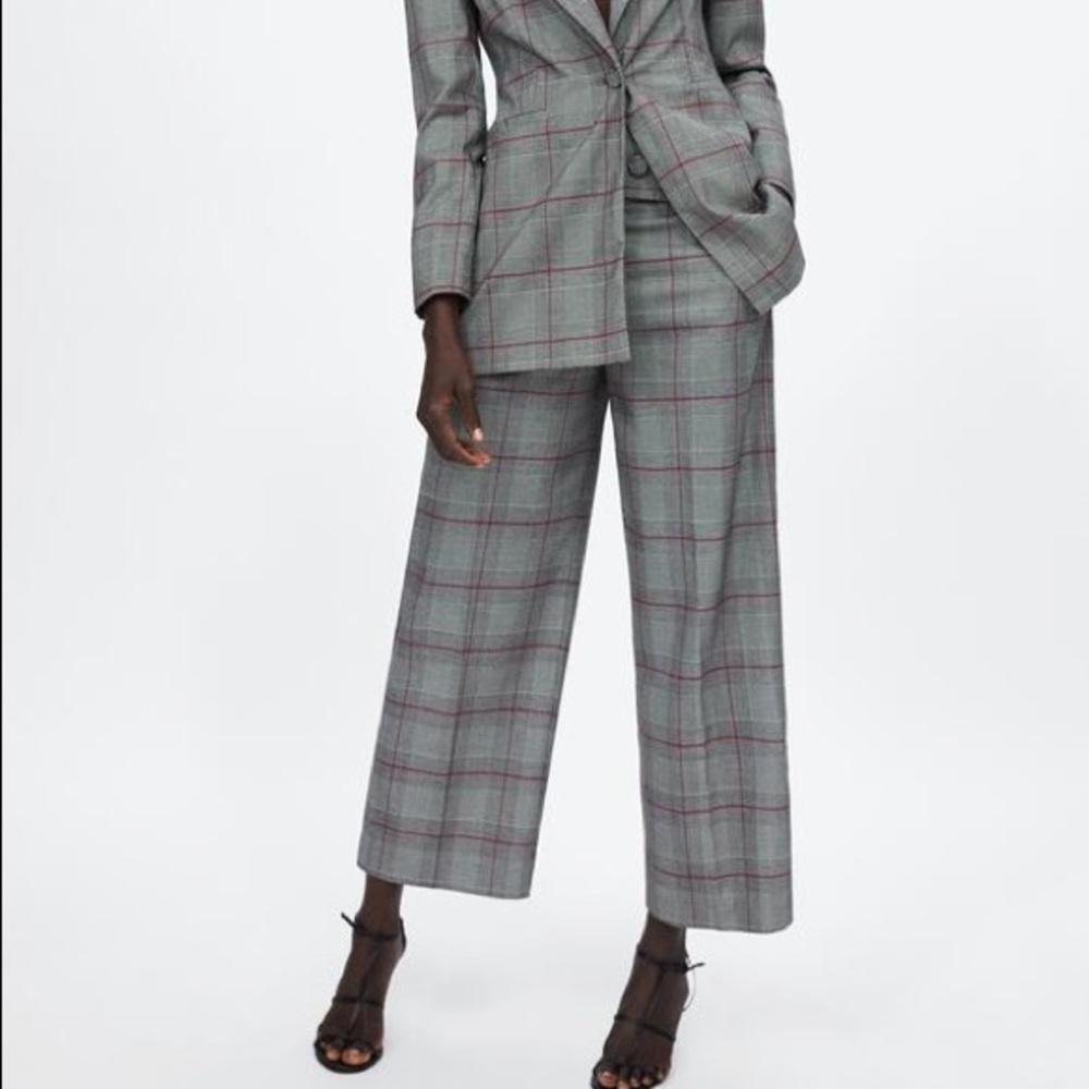 Grey Plaid wide leg culottes Size XS - Picture 2 of 12
